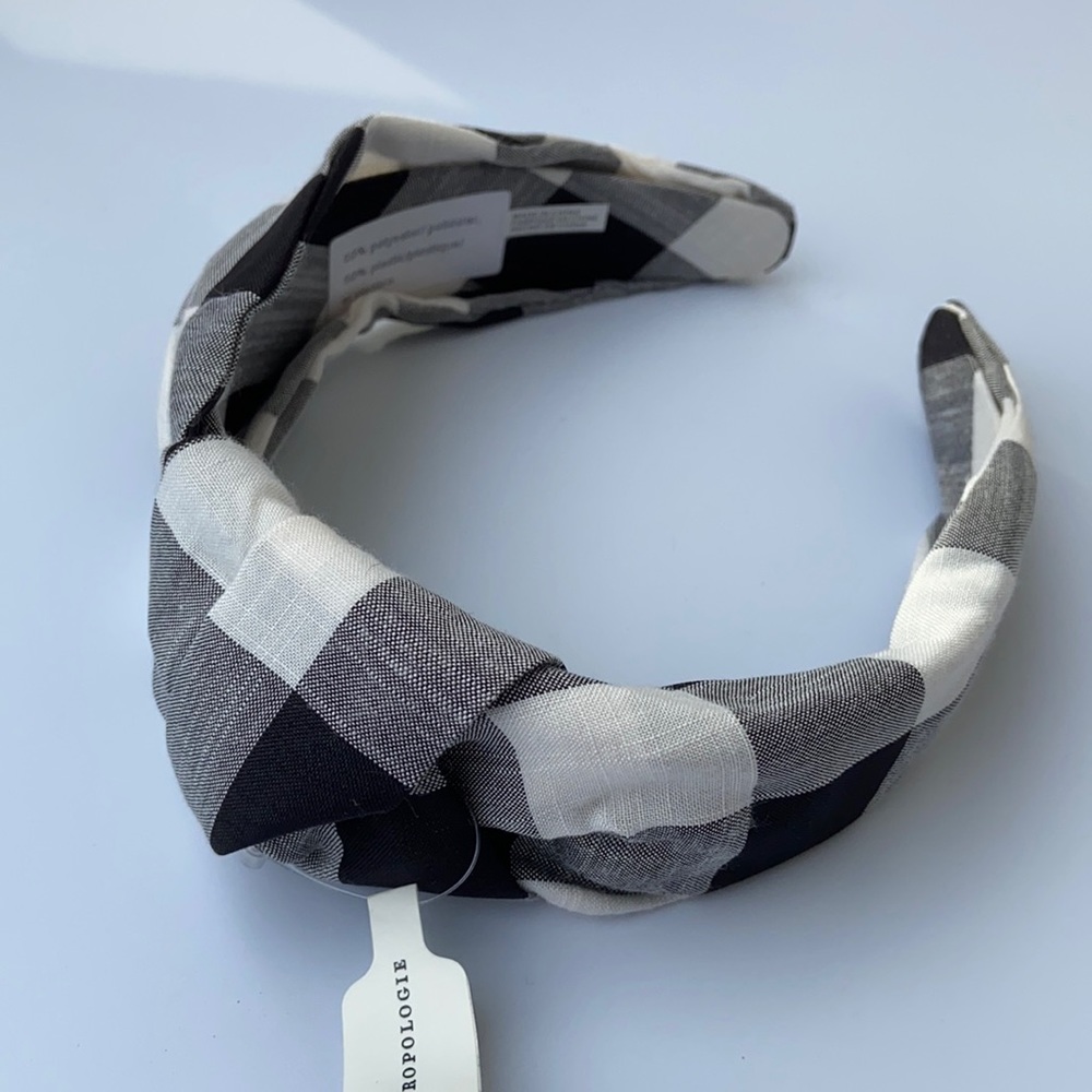 Anthropologie Black & White Checkered Knotted Headband